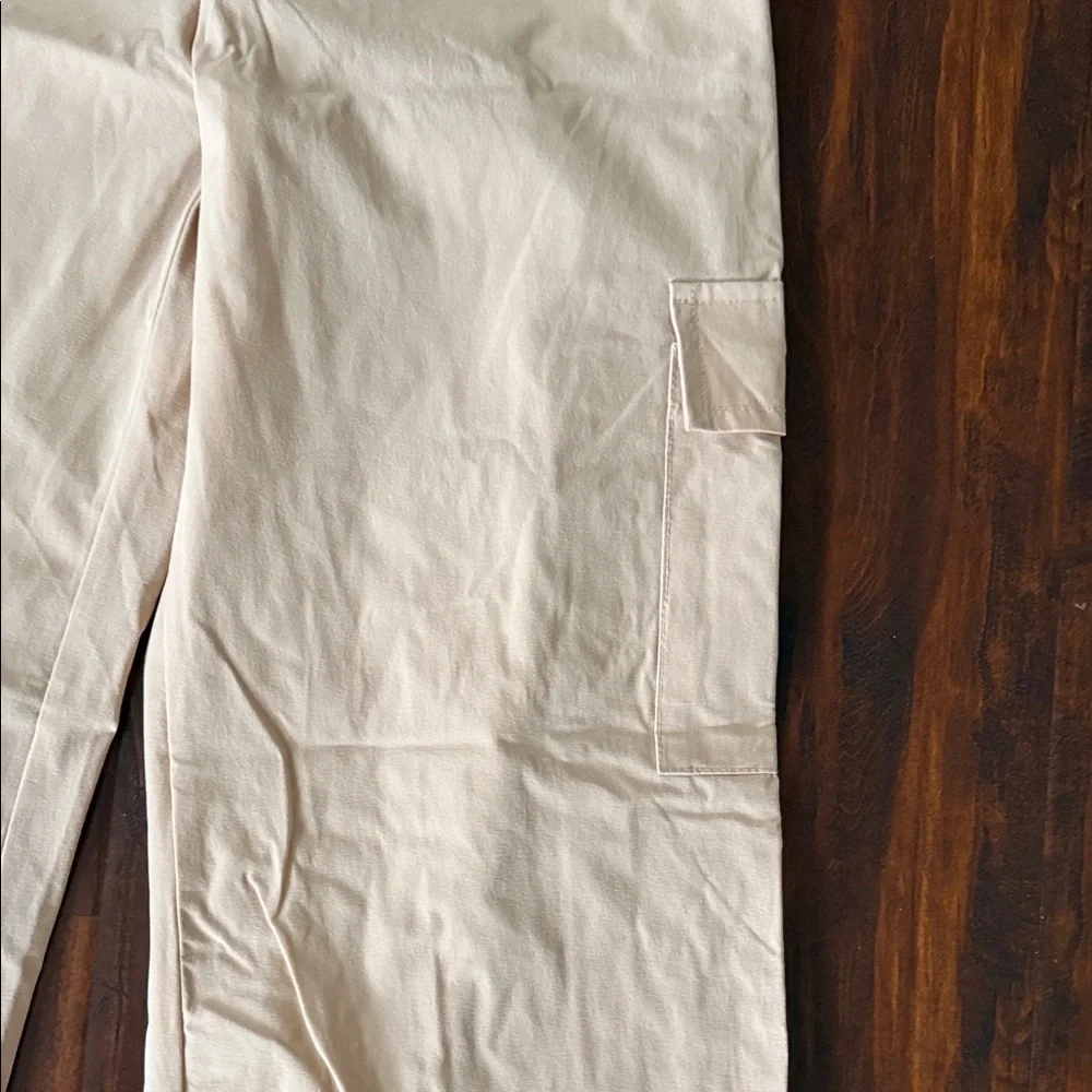Girls Cream Cargo Pants
